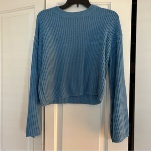 Boohoo Blue Bell Sleeve Sweater